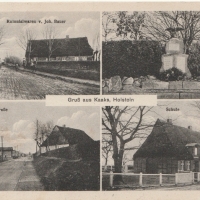 Gruß-aus-Kaaks-Holstein-Kolonialwaren-v.-Joh.-Bauer-Kriegerdenkmal-Dorfstraße-Schule-ca.-1940